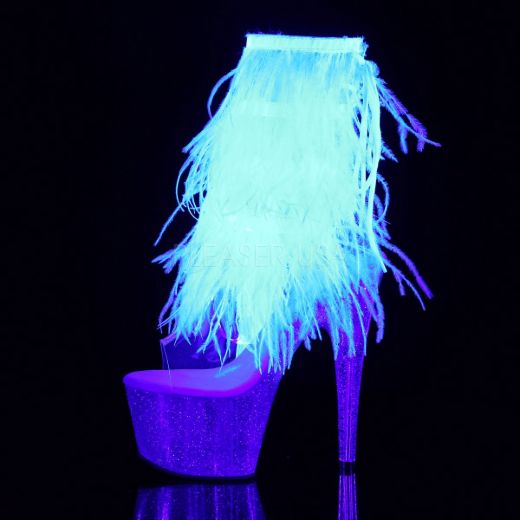 Product image of Pleaser Adore-1017Mff Clear-White Marabou/Clear-Gltr, 7 inch (17.8 cm) Heel, 2 3/4 inch (7 cm) Platform Ankle Boot