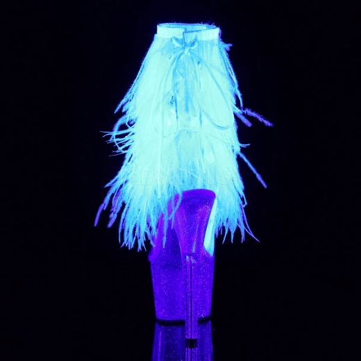Product image of Pleaser Adore-1017Mff Clear-White Marabou/Clear-Gltr, 7 inch (17.8 cm) Heel, 2 3/4 inch (7 cm) Platform Ankle Boot