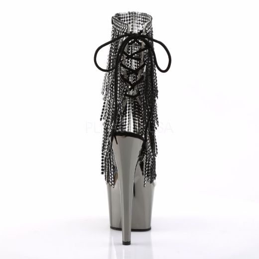 Product image of Pleaser Adore-1017Rsf Clear-Black/Dark Pewter Chrome, 7 inch (17.8 cm) Heel, 2 3/4 inch (7 cm) Platform Ankle Boot