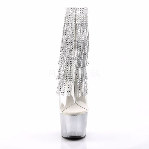 Product image of Pleaser Adore-1017Rsft Clear-Silver/Silver, 7 inch (17.8 cm) Heel, 2 3/4 inch (7 cm) Platform Ankle Boot