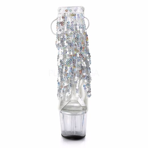 Product image of Pleaser Adore-1017Sqf Clear-Silver Holo/Clear, 7 inch (17.8 cm) Heel, 2 3/4 inch (7 cm) Platform Ankle Boot