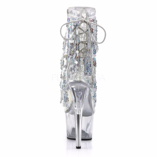 Product image of Pleaser Adore-1017Sqf Clear-Silver Holo/Clear, 7 inch (17.8 cm) Heel, 2 3/4 inch (7 cm) Platform Ankle Boot