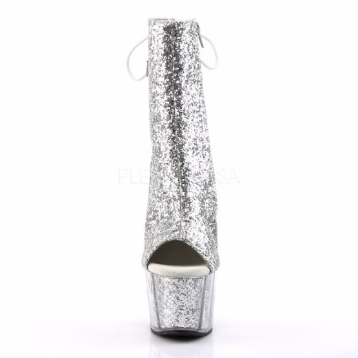 Product image of Pleaser Adore-1018G Silver Glitter/Silver Glitter, 7 inch (17.8 cm) Heel, 2 3/4 inch (7 cm) Platform Ankle Boot