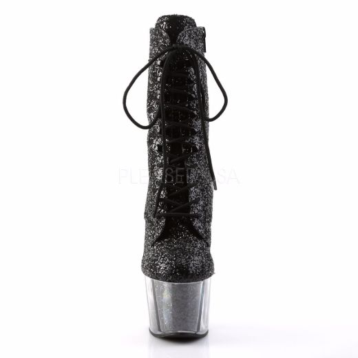Product image of Pleaser Adore-1020G Black Glitter/Black Glitter, 7 inch (17.8 cm) Heel, 2 3/4 inch (7 cm) Platform Ankle Boot