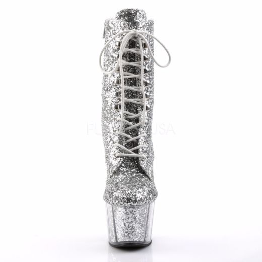 Product image of Pleaser Adore-1020G Silver Glitter/Silver Glitter, 7 inch (17.8 cm) Heel, 2 3/4 inch (7 cm) Platform Ankle Boot