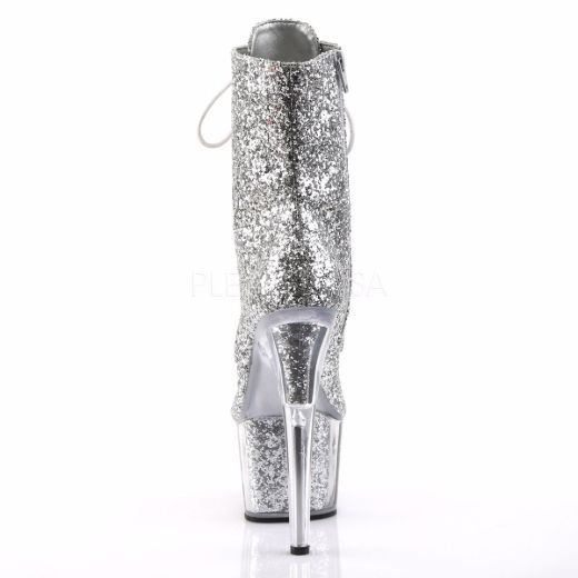 Product image of Pleaser Adore-1020G Silver Glitter/Silver Glitter, 7 inch (17.8 cm) Heel, 2 3/4 inch (7 cm) Platform Ankle Boot