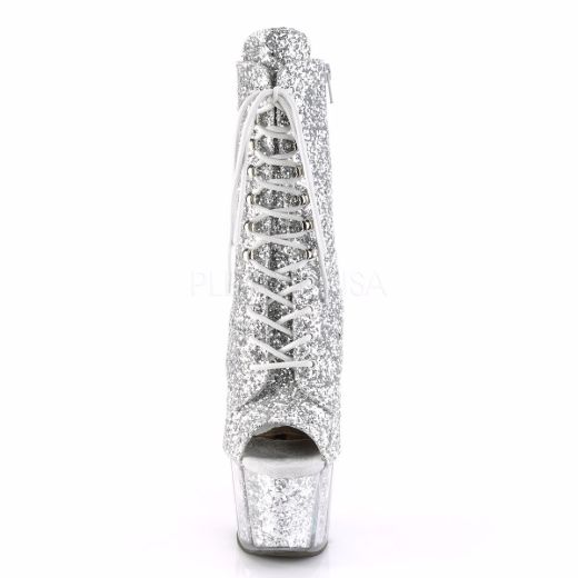 Product image of Pleaser Adore-1021G Silver Glitter/Silver Gliteer, 7 inch (17.8 cm) Heel, 2 3/4 inch (7 cm) Platform Ankle Boot