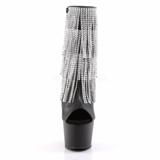Product image of Pleaser Adore-1024Rsf Black Faux Leather-Silver/Black Matte, 7 inch (17.8 cm) Heel, 2 3/4 inch (7 cm) Platform Ankle Boot