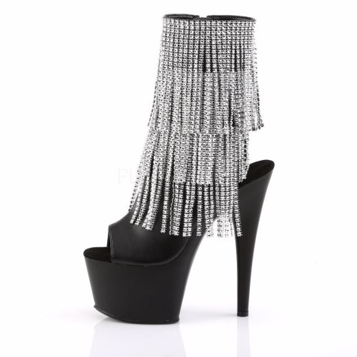 Product image of Pleaser Adore-1024Rsf Black Faux Leather-Silver/Black Matte, 7 inch (17.8 cm) Heel, 2 3/4 inch (7 cm) Platform Ankle Boot