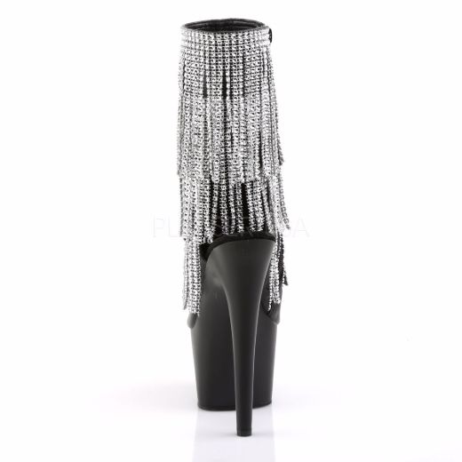 Product image of Pleaser Adore-1024Rsf Black Faux Leather-Silver/Black Matte, 7 inch (17.8 cm) Heel, 2 3/4 inch (7 cm) Platform Ankle Boot
