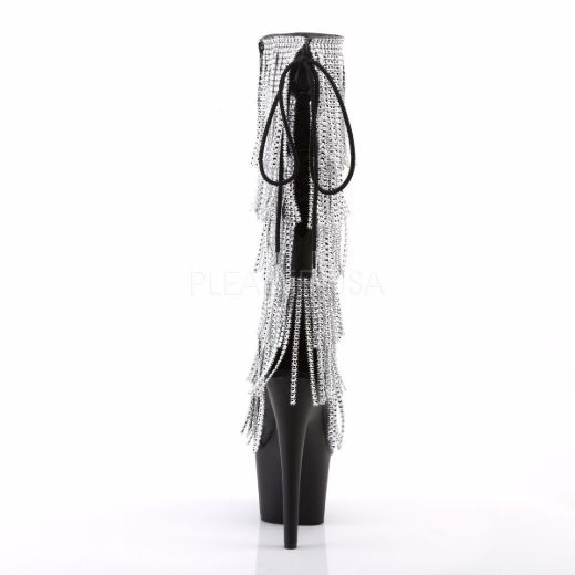 Product image of Pleaser Adore-2024Rsf Black Stretch Faux Leather/Black Matte, 7 inch (17.8 cm) Heel. 2 3/4 inch (7 cm) Platform Knee High Boot