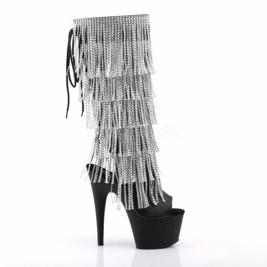 Product image of Pleaser Adore-2024Rsf Black Stretch Faux Leather/Black Matte, 7 inch (17.8 cm) Heel. 2 3/4 inch (7 cm) Platform Knee High Boot
