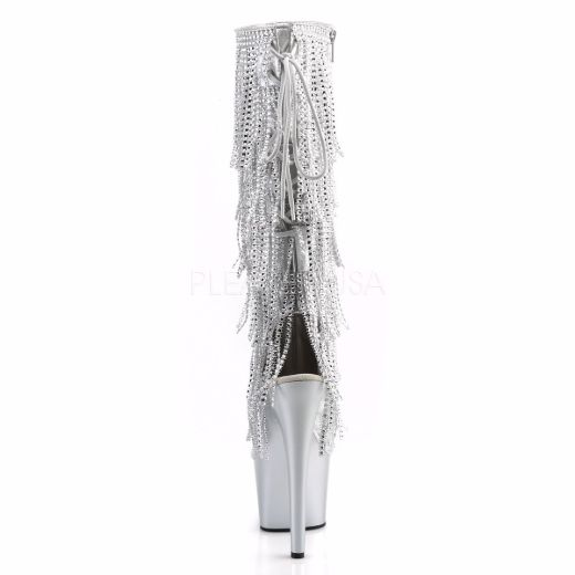 Product image of Pleaser Adore-2024Rsf Silver Metallic Pu/Silver Matte, 7 inch (17.8 cm) Heel. 2 3/4 inch (7 cm) Platform Knee High Boot