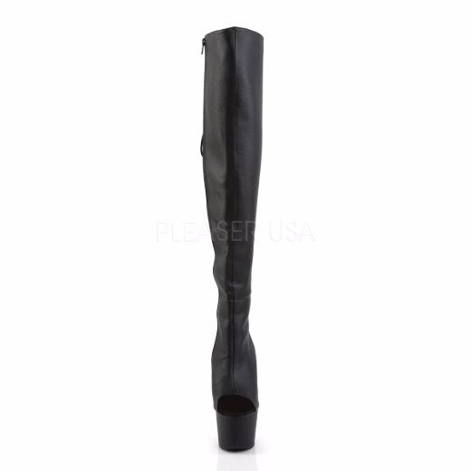 Product image of Pleaser Adore-3019 Black Faux Leather/Black Matte, 7 inch (17.8 cm) Heel, 2 3/4 inch (7 cm) Platform Thigh High Boot