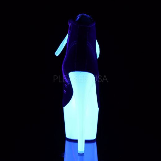 Product image of Pleaser Adore-700Sk-02 Black Canvas/Neon White, 7 inch (17.8 cm) Heel, 2 3/4 inch (7 cm) Platform Ankle Boot