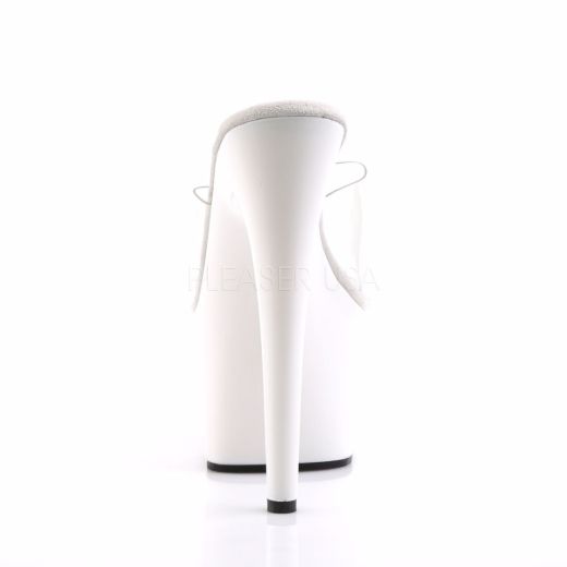 Product image of Pleaser Adore-701 Clear/White, 7 inch (17.8 cm) Heel, 2 3/4 inch (7 cm) Platform Slide Mule Shoes