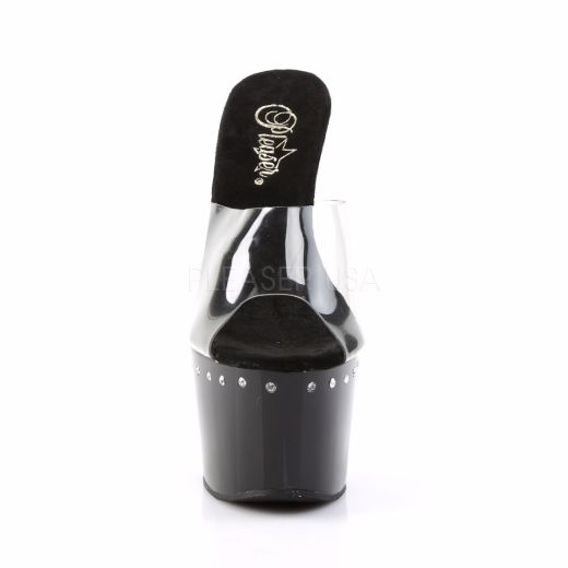 Product image of Pleaser Adore-701Ls Clear/Black, 7 inch (17.8 cm) Heel, 2 3/4 inch (7 cm) Platform Slide Mule Shoes
