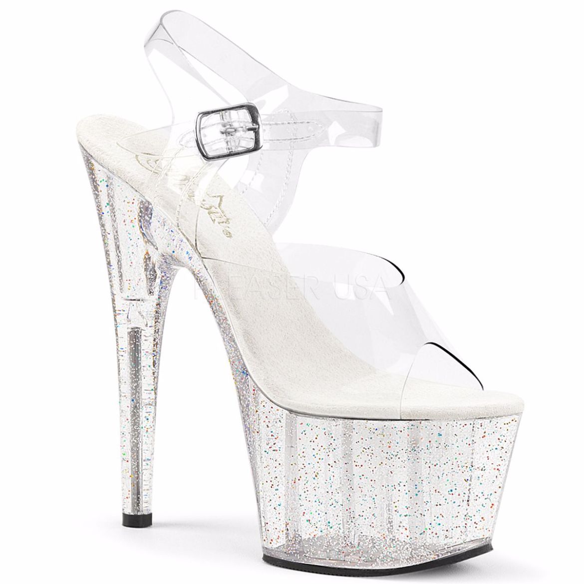 Product image of Pleaser Adore-708Mg Clear/Clear, 7 inch (17.8 cm) Heel, 2 3/4 inch (7 cm) Platform Sandal Shoes