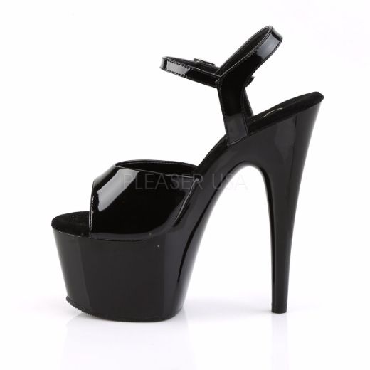 Product image of Pleaser Adore-709 Black Patent/Black, 7 inch (17.8 cm) Heel, 2 3/4 inch (7 cm) Platform Sandal Shoes