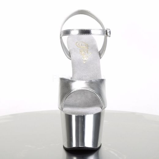 Product image of Pleaser Adore-709 Silver Met. Pu/Silver Chrome, 7 inch (17.8 cm) Heel, 2 3/4 inch (7 cm) Platform Sandal Shoes