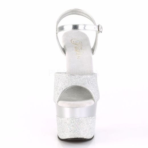 Product image of Pleaser Adore-709-2G Silver Multi Glitter/Silver Multi Glitter, 7 inch (17.8 cm) Heel, 2 3/4 inch (7 cm) Platform Sandal Shoes
