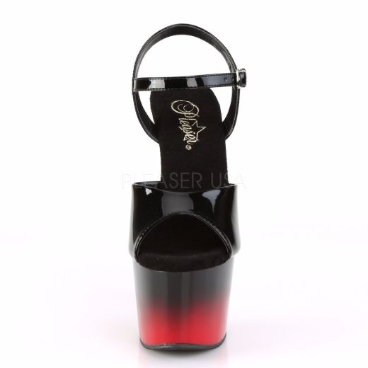Product image of Pleaser Adore-709Br-H Black Patent/Black-Red, 7 inch (17.8 cm) Heel, 2 3/4 inch (7 cm) Platform Sandal Shoes