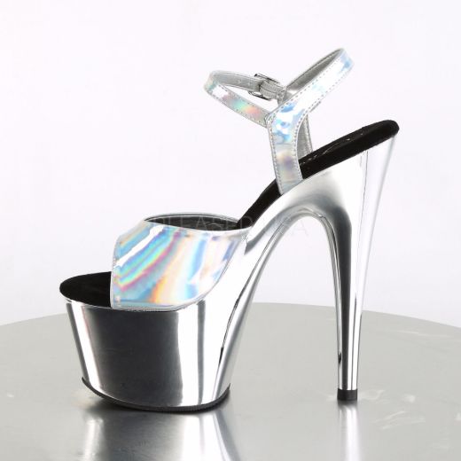 Product image of Pleaser Adore-709Hgch Silver Hologram/Silver Chrome, 7 inch (17.8 cm) Heel, 2 3/4 inch (7 cm) Platform Sandal Shoes