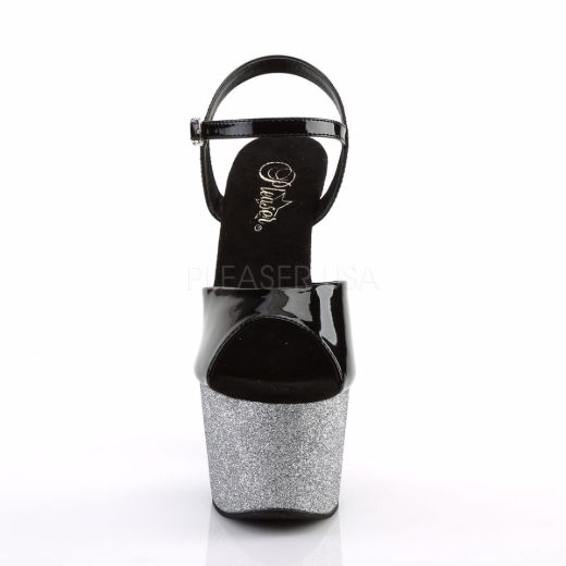 Product image of Pleaser Adore-709Ombre Black Patent/Silver-Black Ombre, 7 inch (17.8 cm) Heel, 2 3/4 inch (7 cm) Platform Sandal Shoes