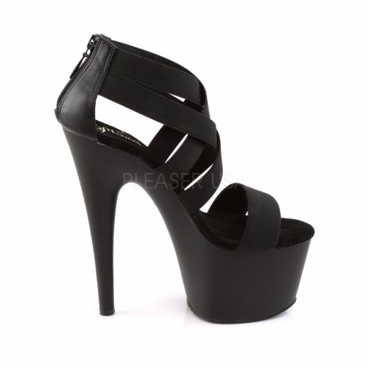 Product image of Pleaser Adore-769 Black Elastic Band/Black Matte, 7 inch (17.8 cm) Heel, 2 3/4 inch (7 cm) Platform Sandal Shoes