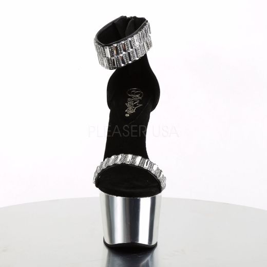 Product image of Pleaser Adore-769Rs Black/Silver Chrome, 7 inch (17.8 cm) Heel, 2 3/4 inch (7 cm) Platform Sandal Shoes