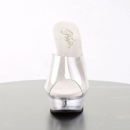 Product image of Pleaser Allure-601 Clear/Clear, 5 1/2 inch (14 cm) Heel, 1 1/2 inch (3.8 cm) Platform Slide Mule Shoes