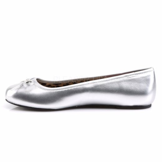 Product image of Pleaser Pink Label Anna-01 Silver Met. Pu, Flat Flat Shoes