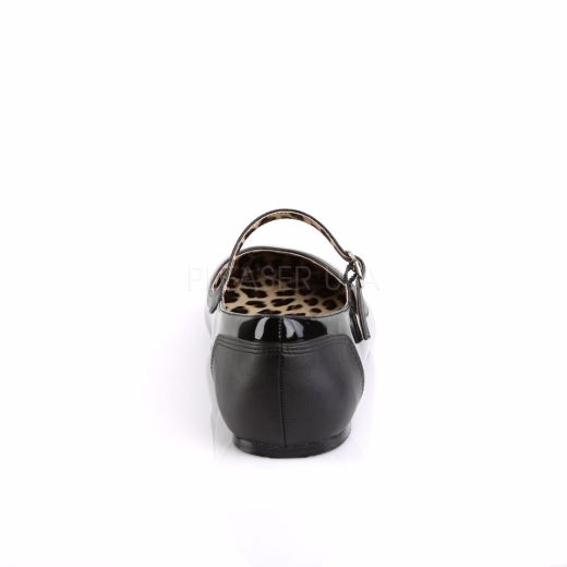 Product image of Pleaser Pink Label Anna-02 Black Patent-Faux Leather, Flat Flat Shoes