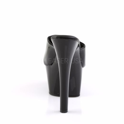 Product image of Pleaser Aspire-601 Black Patent/Black, 6 inch (15.2 cm) Heel, 2 1/4 inch (5.7 cm) Platform Slide Mule Shoes