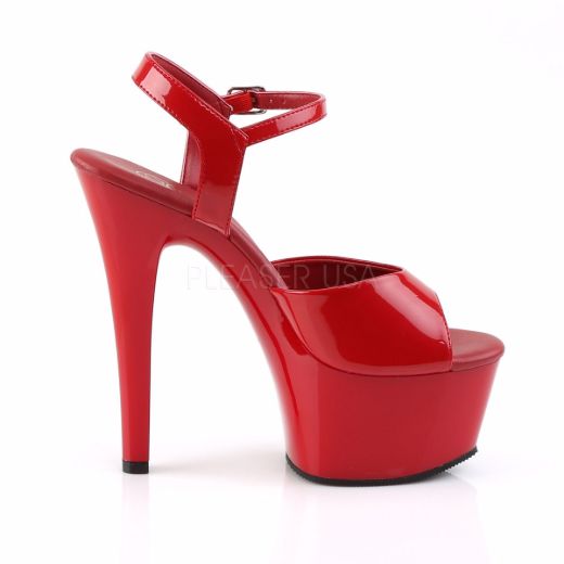 Product image of Pleaser Aspire-609 Red Patent/Red, 6 inch (15.2 cm) Heel, 2 1/4 inch (5.7 cm) Platform Sandal Shoes
