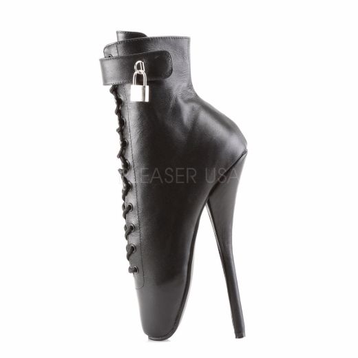 Product image of Devious Ballet-1025 Black Leather, 7 inch (17.8 cm) Heel Ankle Boot