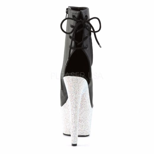 Product image of Pleaser Bejeweled-1018Dm-7 Black Faux Leather/Silver Multi Rhinestone, 7 inch (17.8 cm) Heel, 2 3/4 inch (7 cm) Platform Ankle Boot