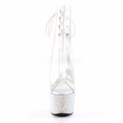Product image of Pleaser Bejeweled-1018Dm-7 Clear/Silver Multi Rhinestone, 7 inch (17.8 cm) Heel, 2 3/4 inch (7 cm) Platform Ankle Boot