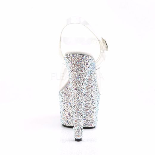 Product image of Pleaser Bejeweled-708Ms Clear/Silver Multi Rhinestone, 7 inch (17.8 cm) Heel, 2 3/4 inch (7 cm) Platform Sandal Shoes