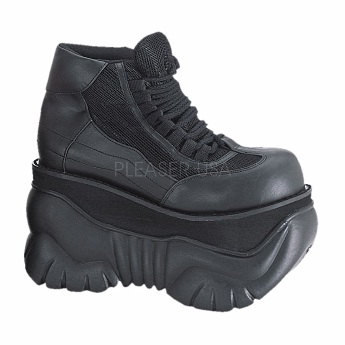 Product image of Demonia Boxer-01 Black Vegan Leather, 4 inch Platform Ankle Boot