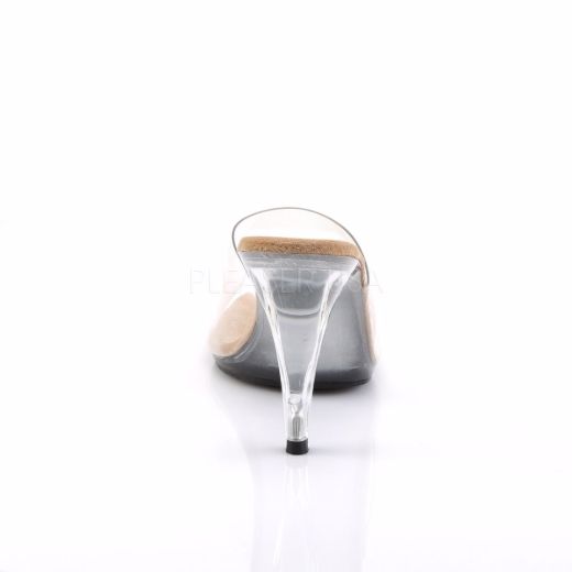 Product image of Fabulicious Caress-401 Clear-Tan/Clear, 4 inch (10.2 cm) Heel, 1/8 inch (0.3 cm) Platform Sandal Shoes