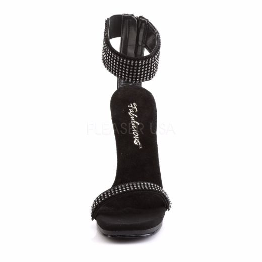 Product image of Fabulicious Chic-40 Black Nubuck Pu/Black, 4 1/2 inch (11.4 cm) Heel, 1/4 inch (0.6 cm) Platform Sandal Shoes