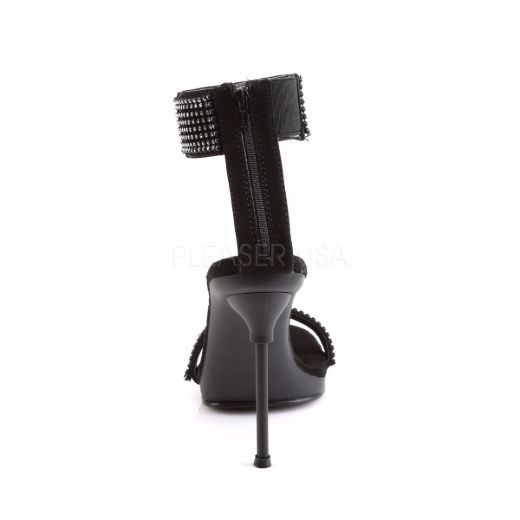 Product image of Fabulicious Chic-40 Black Nubuck Pu/Black, 4 1/2 inch (11.4 cm) Heel, 1/4 inch (0.6 cm) Platform Sandal Shoes