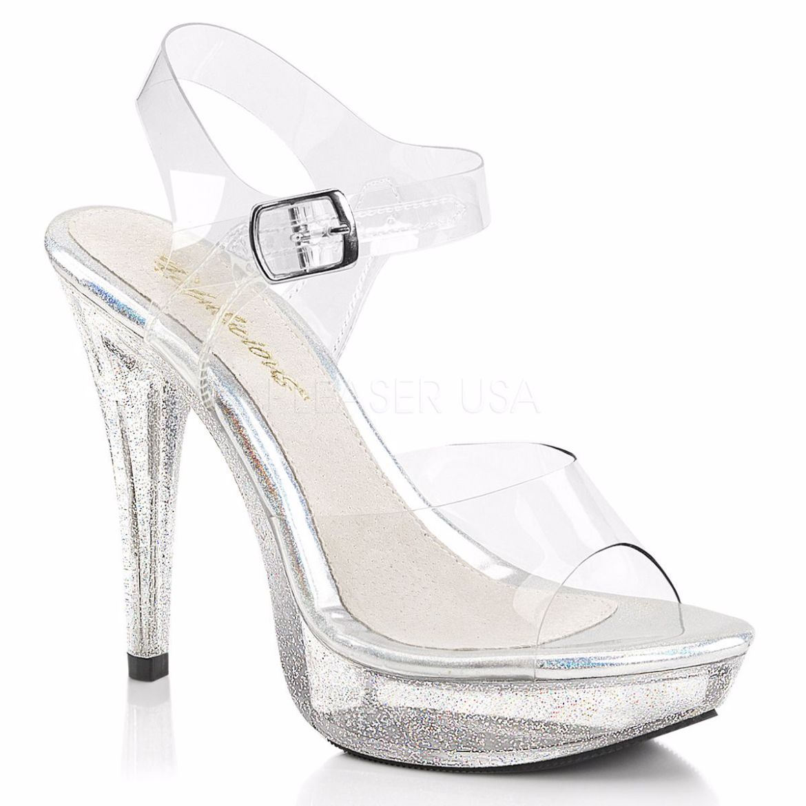 Product image of Fabulicious Cocktail-508Mg Clear/Clear, 5 inch (12.7 cm) Heel, 1 inch (2.5 cm) Platform Sandal Shoes
