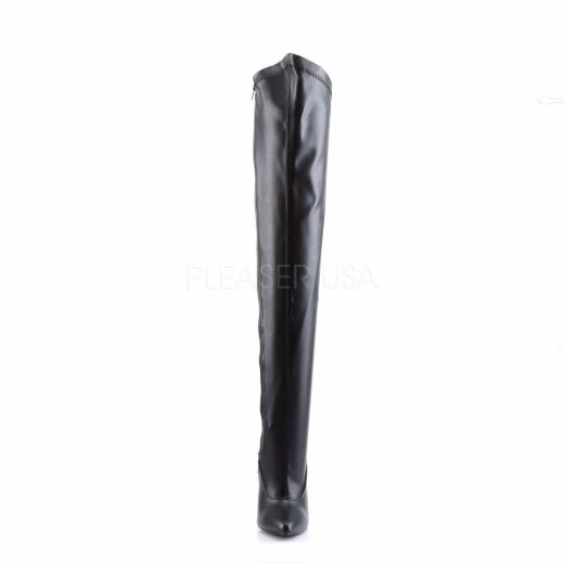 Product image of Devious Dagger-3060 Black Stretchetch Pu, 6 1/4 inch (15.9 cm) Heel Thigh High Boot