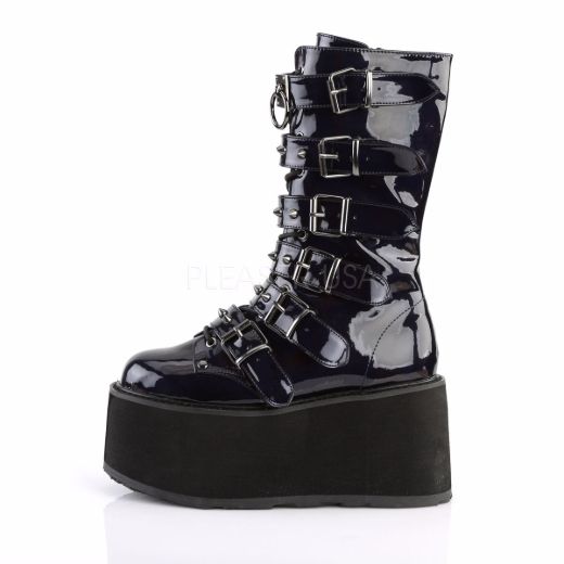 Product image of Demonia Damned-225 Black Hologram Vegan Leather, 3 1/2 inch Platform Knee High Boot