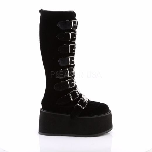 Product image of Demonia Damned-318 Black Velvet, 3 1/2 inch Platform Knee High Boot