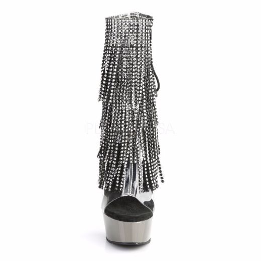 Product image of Pleaser Delight-1017Rsf Clear-Black/Dark Pewter Chrome, 6 inch (15.2 cm) Heel, 1 3/4 inch (4.4 cm) Platform Ankle Boot