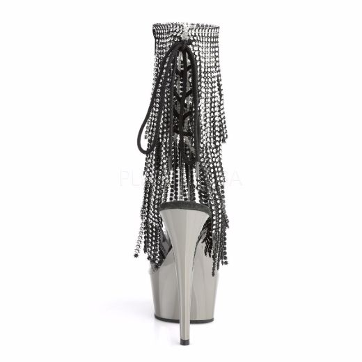 Product image of Pleaser Delight-1017Rsf Clear-Black/Dark Pewter Chrome, 6 inch (15.2 cm) Heel, 1 3/4 inch (4.4 cm) Platform Ankle Boot