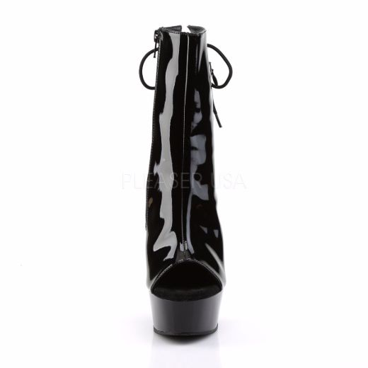 Product image of Pleaser Delight-1018 Black Patent/Black, 6 inch (15.2 cm) Heel, 1 3/4 inch (4.4 cm) Platform Ankle Boot